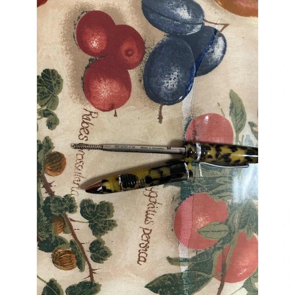 Libelle Yellow Tortoise Shell Resin BallpointPen Chrome Trim Schmidt P900 Refill
